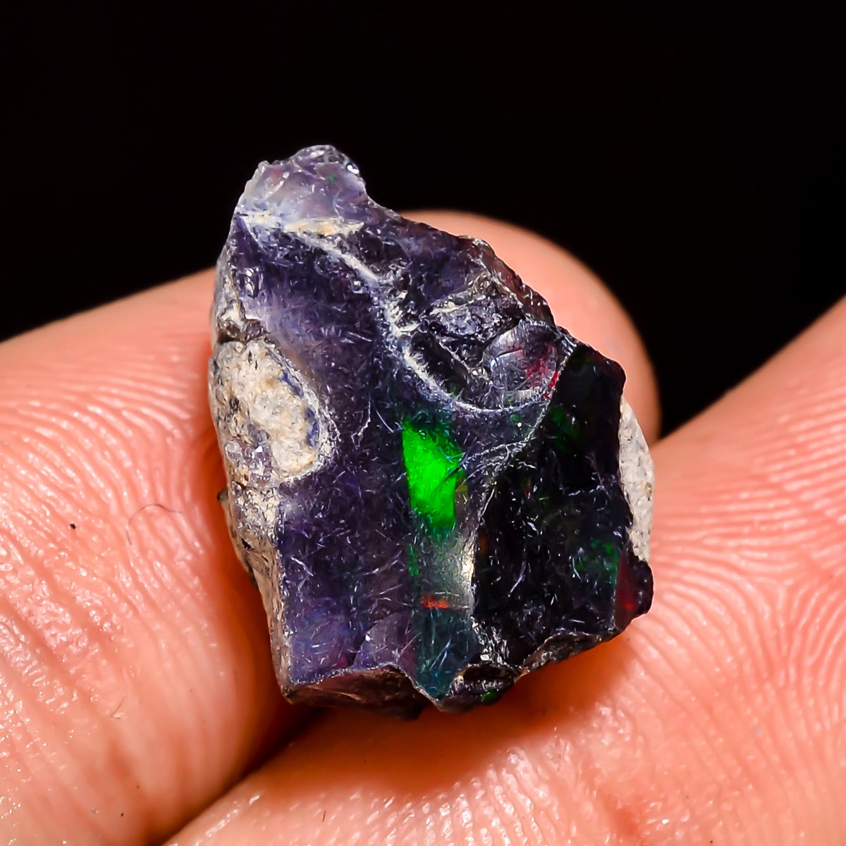 Fabulous Top Grade Quality 100% Natural Welo Fire Black Ethiopian Opal Rough Loose Gemstone For Making Jewelry 16X12X10 MM 7 Cts. KR05-9 Sunkarton