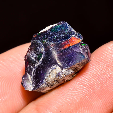 Fabulous Top Grade Quality 100% Natural Welo Fire Black Ethiopian Opal Rough Loose Gemstone For Making Jewelry 16X12X10 MM 7 Cts. KR05-9 Sunkarton