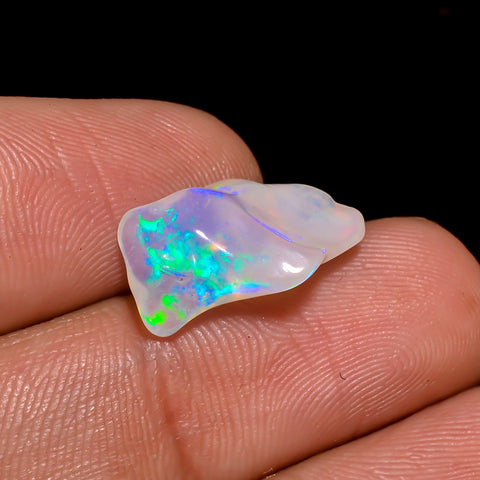 Supreme Top Grade Quality 100% Natural Welo Fire White Ethiopian Opal Rough Loose Gemstone For Making Jewelry 16X10X5 MM 3 Cts. KR06-21 Sunkarton