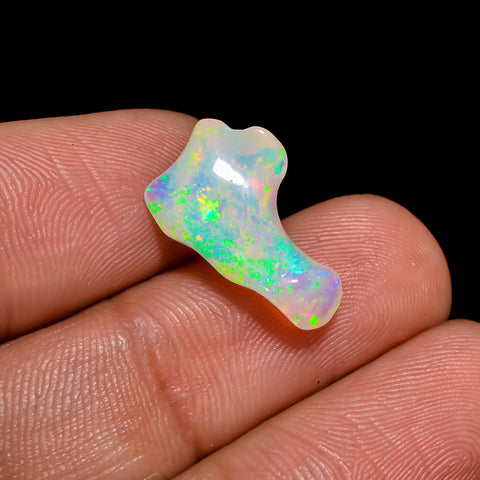 Classic Top Grade Quality 100% Natural Welo Fire White Ethiopian Opal Rough Loose Gemstone For Making Jewelry 16X10X4 MM 3 Cts. KR06-55 Sunkarton