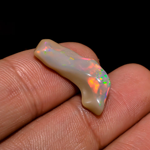 Stunning Top Grade Quality 100% Natural Welo Fire White Ethiopian Opal Rough Loose Gemstone For Making Jewelry 21X7X4 MM 3 Cts. KR06-95 Sunkarton