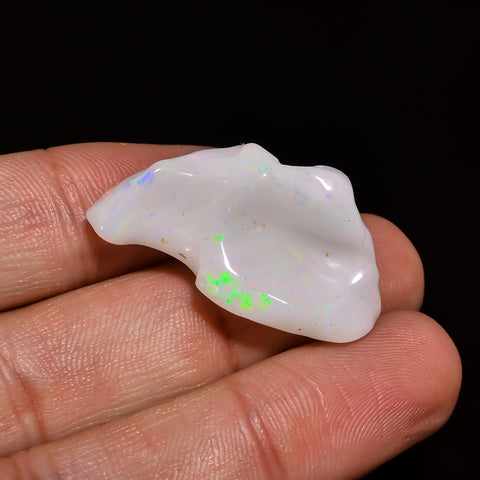 Wonderful A One Quality 100% Natural Welo Fire White Ethiopian Opal Polished Rough Gemstone For Making Jewelry 31X17X12 MM 19.5 Cts KR07-100 Sunkarton
