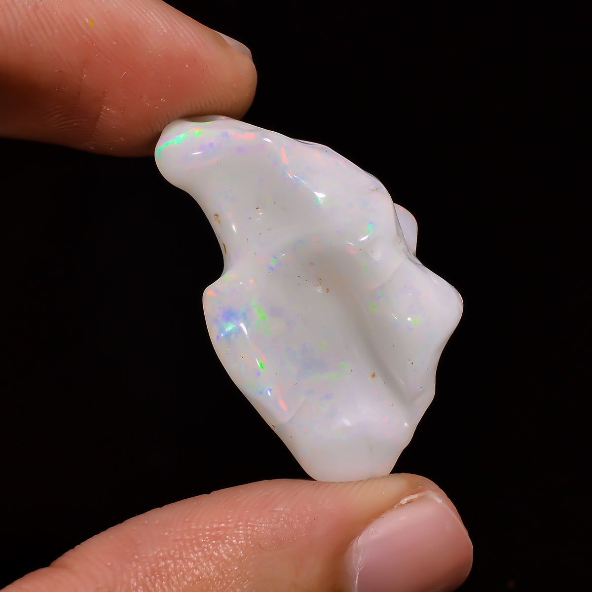 Wonderful A One Quality 100% Natural Welo Fire White Ethiopian Opal Polished Rough Gemstone For Making Jewelry 31X17X12 MM 19.5 Cts KR07-100 Sunkarton