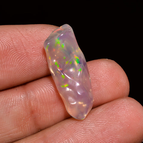 Supreme Top Grade Quality 100% Natural Welo Fire White Ethiopian Opal Polished Rough Loose Gemstone For Making Jewelry 23X9X5MM 5 Cts KR0721 Sunkarton