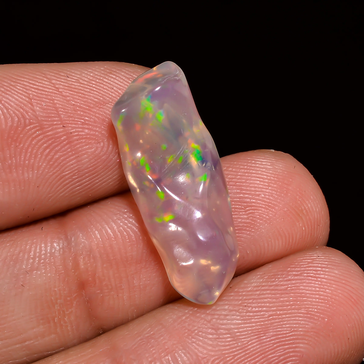 Supreme Top Grade Quality 100% Natural Welo Fire White Ethiopian Opal Polished Rough Loose Gemstone For Making Jewelry 23X9X5MM 5 Cts KR0721 Sunkarton