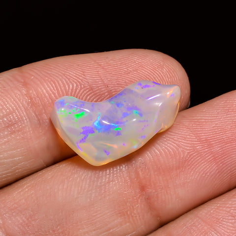 Tempting Top Grade Quality 100% Natural Welo Fire White Ethiopian Opal Polished Rough Gemstone For Making Jewelry 19X10X8 MM 7 Cts. KR07-22 Sunkarton