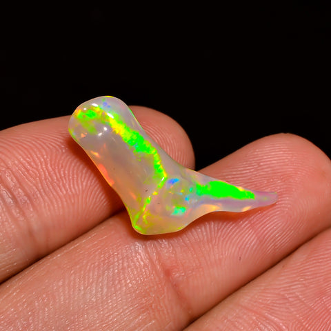 Amazing Top Grade Quality 100% Natural Welo Fire White Ethiopian Opal Polished Rough Gemstone For Making Jewelry 24X8X7 MM 5.5 Cts. KR07-26 Sunkarton