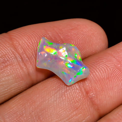 Elegant Top Grade Quality 100% Natural Welo Fire White Ethiopian Opal Polished Rough Gemstone For Making Jewelry 14X9X5 MM 2.5 Cts. KR07-34 Sunkarton