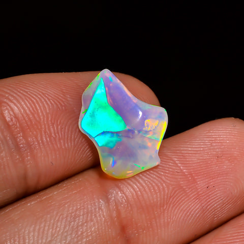 Unique Top Grade Quality 100% Natural Welo Fire White Ethiopian Opal Polished Rough Gemstone For Making Jewelry 13X9X5 MM 2.5 Cts. KR07-49 Sunkarton