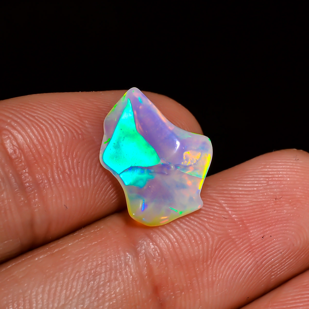 Unique Top Grade Quality 100% Natural Welo Fire White Ethiopian Opal Polished Rough Gemstone For Making Jewelry 13X9X5 MM 2.5 Cts. KR07-49 Sunkarton