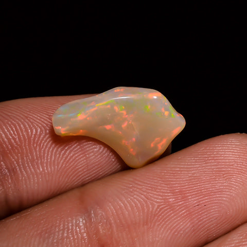 Amazing Top Grade Quality 100% Natural Welo Fire White Ethiopian Opal Polished Rough Gemstone For Making Jewelry 16X10X6 MM 3 Cts. KR07-51 Sunkarton