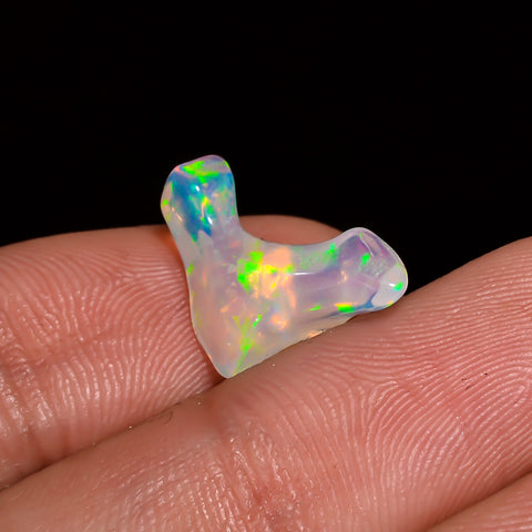 Beautiful Top Grade Quality 100% Natural Welo Fire White Ethiopian Opal Polished Rough Gemstone For Making Jewelry 16X8X5 MM 2.5 Cts KR07-54 Sunkarton