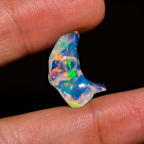 Dazzling Top Grade Quality 100% Natural Welo Fire White Ethiopian Opal Polished Rough Gemstone For Making Jewelry 18X10X6 MM 5 Cts. KR07-6 Sunkarton
