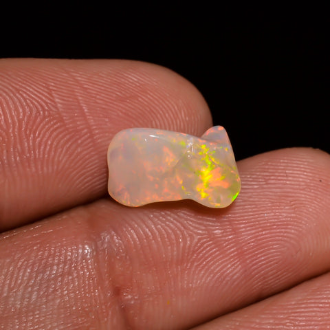 Amazing Top Grade Quality 100% Natural Welo Fire White Ethiopian Opal Polished Rough Loose Gemstone For Making Jewelry 11X8X7MM 2 Cts KR0776 Sunkarton
