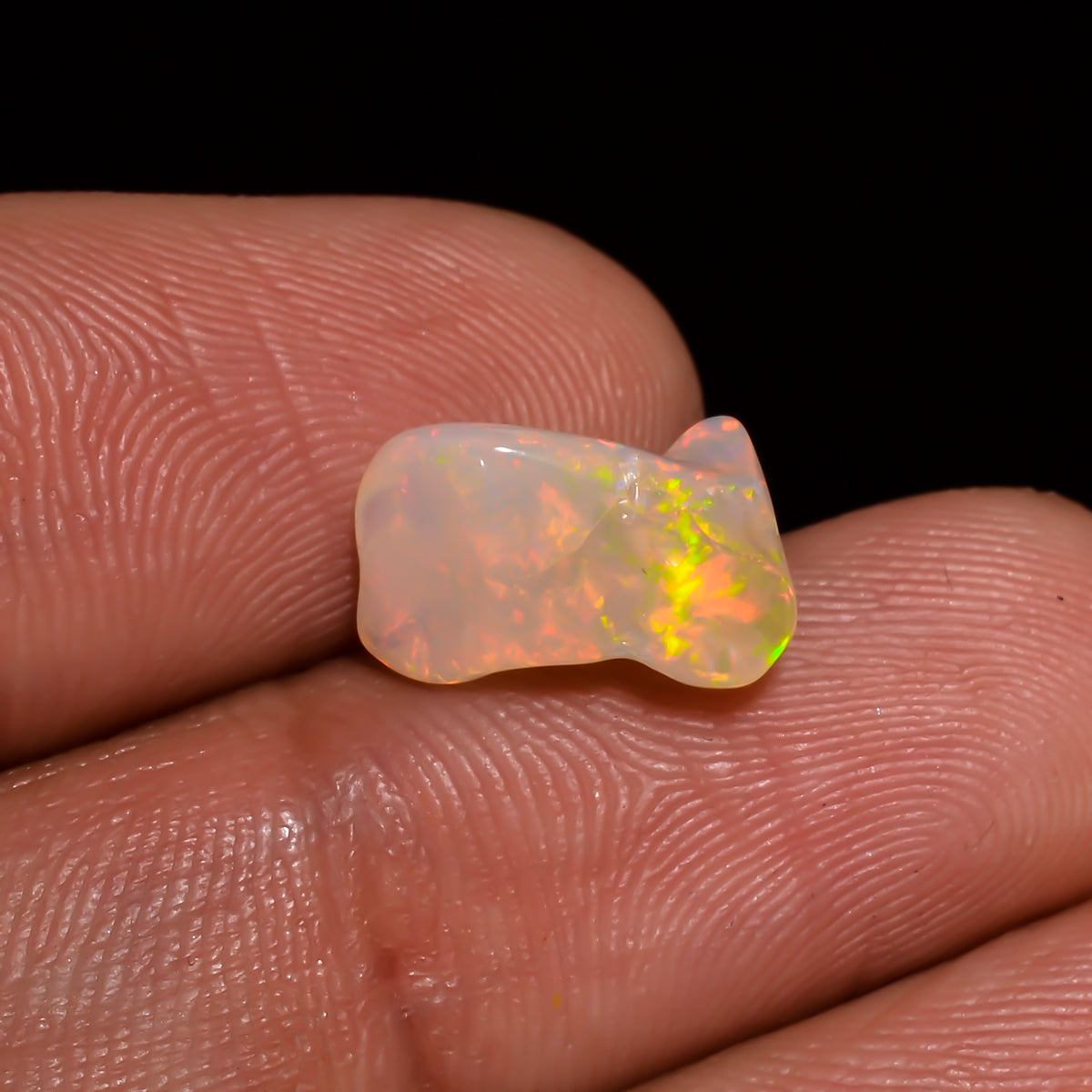 Amazing Top Grade Quality 100% Natural Welo Fire White Ethiopian Opal Polished Rough Loose Gemstone For Making Jewelry 11X8X7MM 2 Cts KR0776 Sunkarton