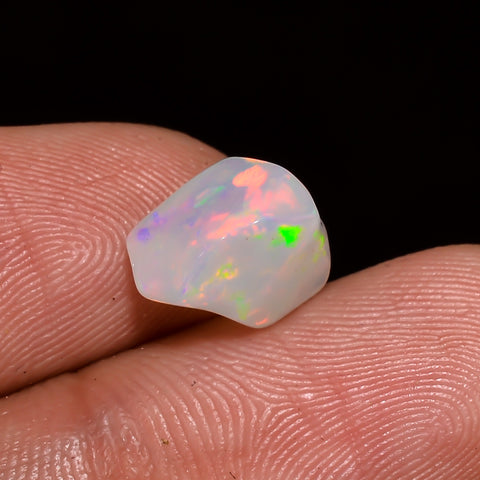 Supreme Top Grade Quality 100% Natural Welo Fire White Ethiopian Opal Polished Rough Gemstone For Making Jewelry 10X7X6 MM 2.5 Cts. KR07-96 Sunkarton