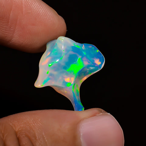 Fabulous Top Grade Quality 100% Natural Welo Fire White Ethiopian Opal Polished Rough Gemstone For Making Jewelry 18X17X5 MM 5.5 Cts KR08-10 Sunkarton