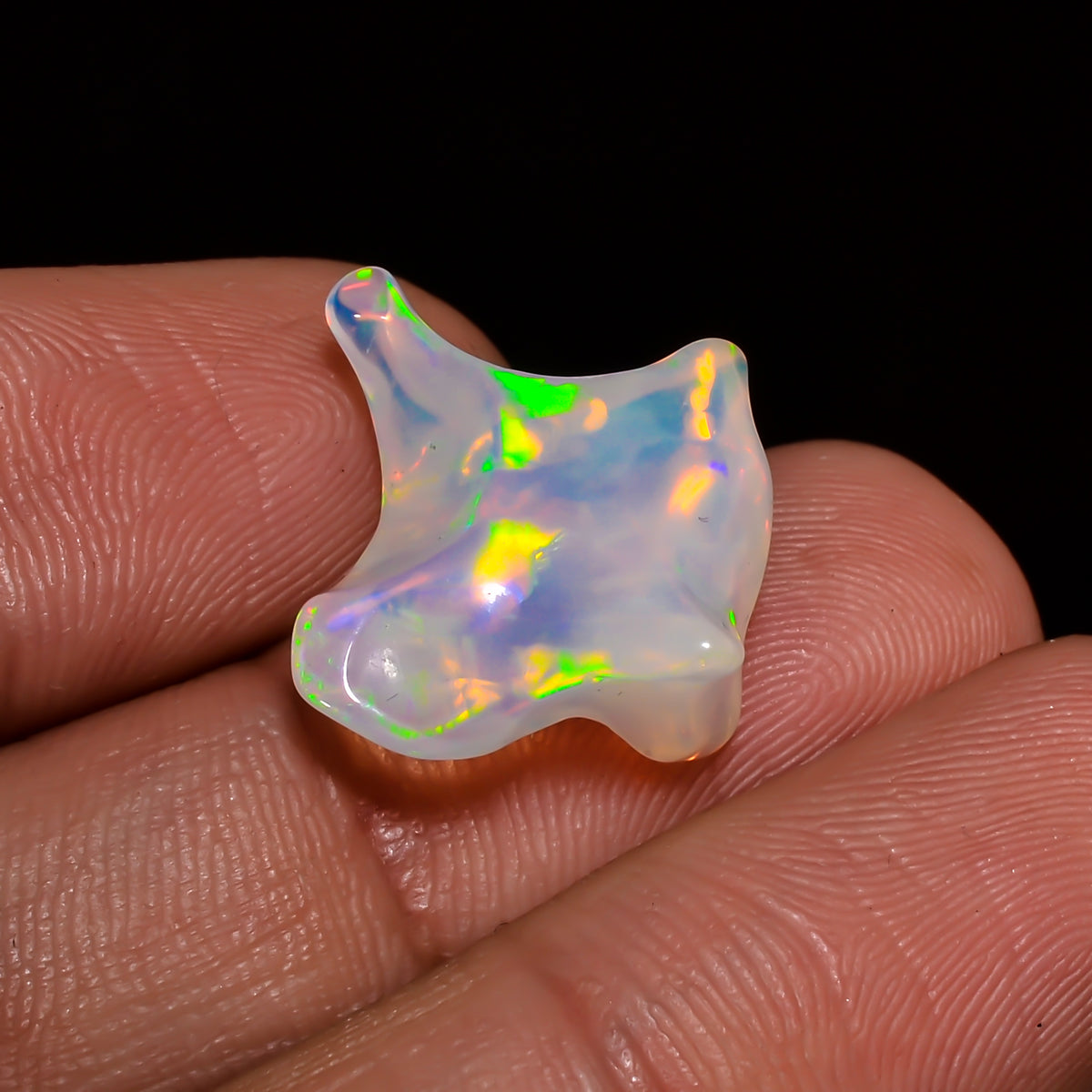 Fabulous Top Grade Quality 100% Natural Welo Fire White Ethiopian Opal Polished Rough Gemstone For Making Jewelry 18X17X5 MM 5.5 Cts KR08-10 Sunkarton