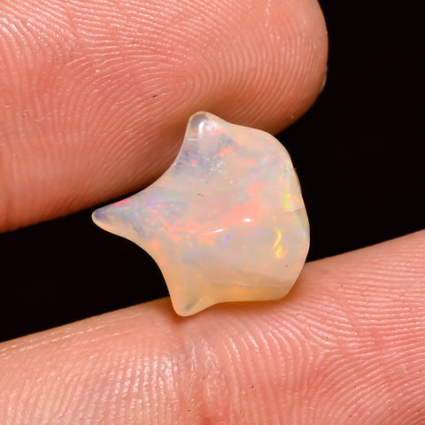 Gorgeous Top Grade Quality 100% Natural Welo Fire White Ethiopian Opal Polished Rough Gemstone For Making Jewelry 12X11X8MM 4.5 Cts KR08-112 Sunkarton