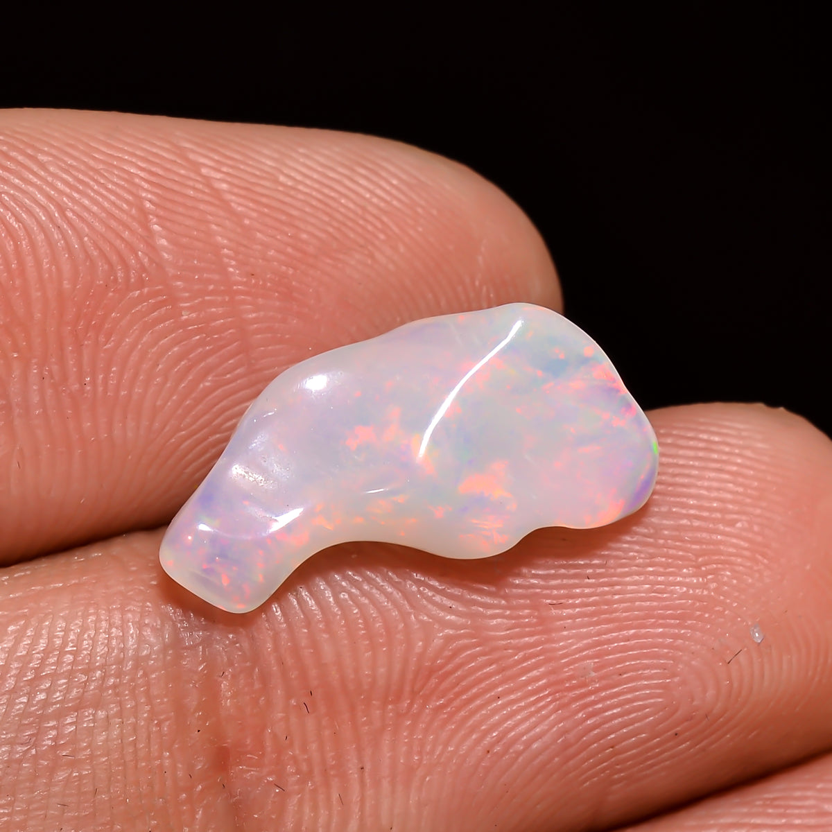Immaculate Top Grade Quality 100% Natural Welo Fire White Ethiopian Opal Polished Rough Gemstone For Making Jewelry 16X8X5MM 2.5 Cts KR08113 Sunkarton