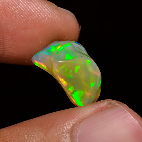 Mind Blowing Top Grade Quality 100% Natural Welo Fire White Ethiopian Opal Polished Rough Gemstone For Making Jewelry 13X8X7MM 3 Cts KR08-16 Sunkarton