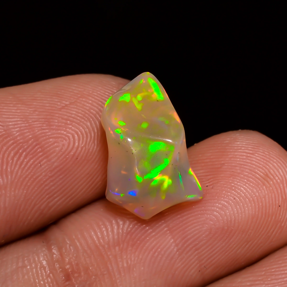 Mind Blowing Top Grade Quality 100% Natural Welo Fire White Ethiopian Opal Polished Rough Gemstone For Making Jewelry 13X8X7MM 3 Cts KR08-16 Sunkarton