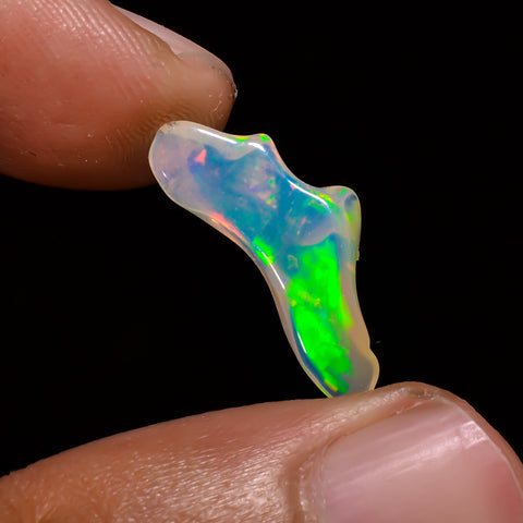 Amazing Top Grade Quality 100% Natural Welo Fire White Ethiopian Opal Polished Rough Gemstone For Making Jewelry 19X7X5 MM 2.5 Cts. KR08-1 Sunkarton