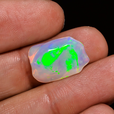 Stunning Top Grade Quality 100% Natural Welo Fire White Ethiopian Opal Polished Rough Gemstone For Making Jewelry 16X11X5 MM 4.5 Cts KR08-20 Sunkarton