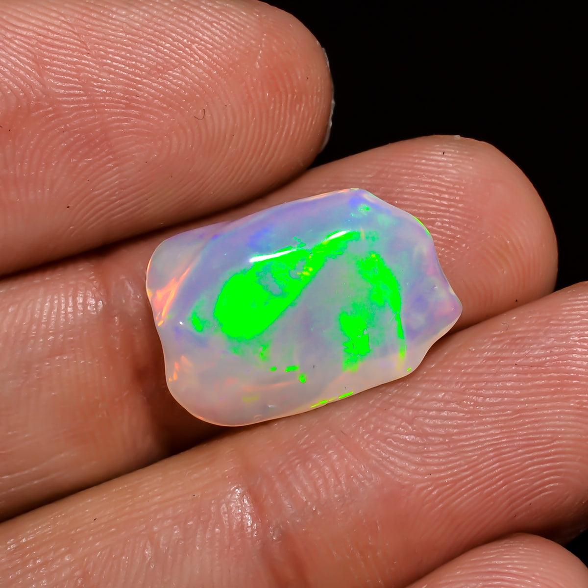 Stunning Top Grade Quality 100% Natural Welo Fire White Ethiopian Opal Polished Rough Gemstone For Making Jewelry 16X11X5 MM 4.5 Cts KR08-20 Sunkarton