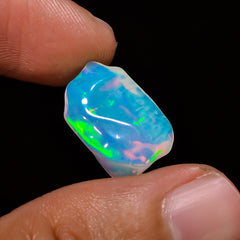Stunning Top Grade Quality 100% Natural Welo Fire White Ethiopian Opal Polished Rough Gemstone For Making Jewelry 16X11X5 MM 4.5 Cts KR08-20 Sunkarton