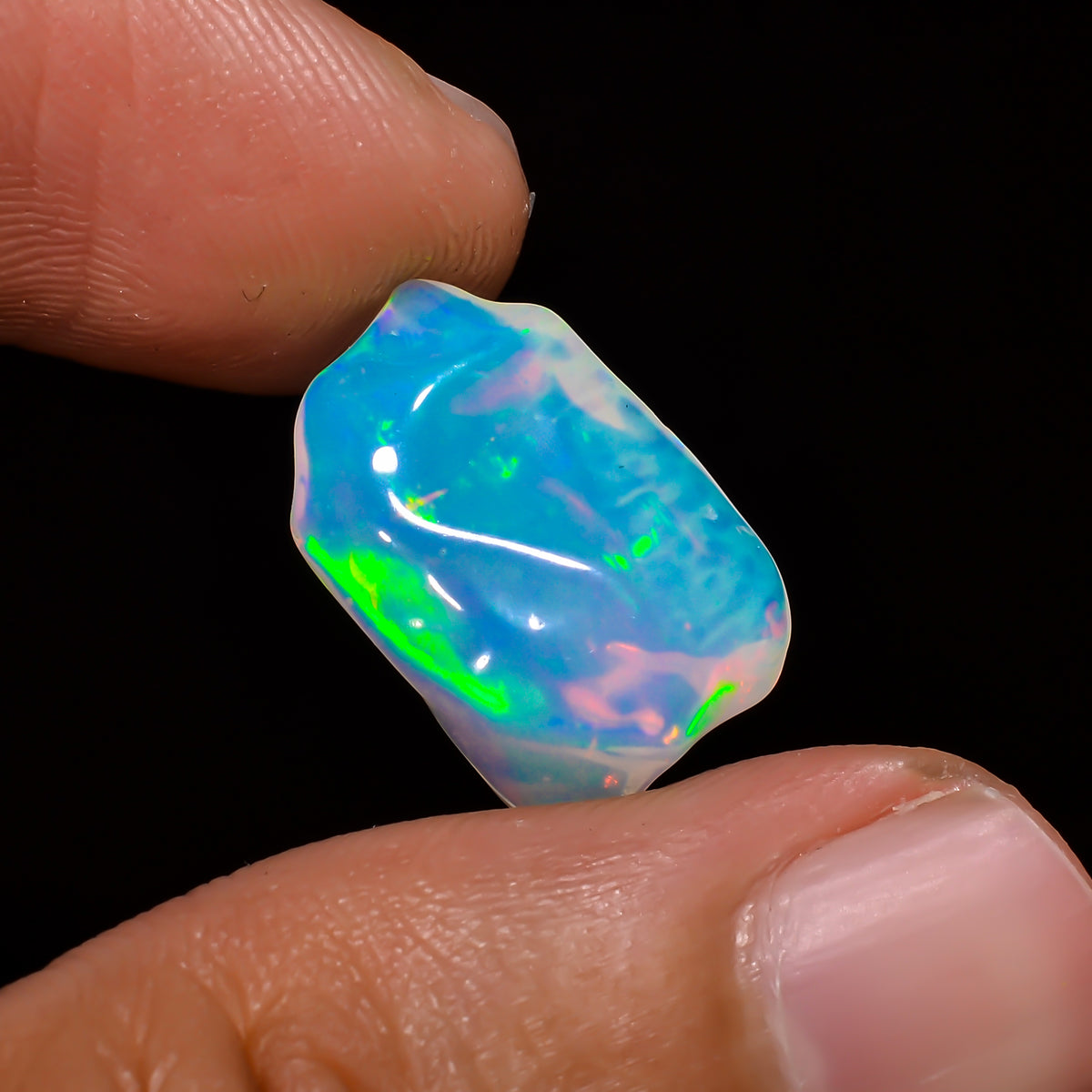 Stunning Top Grade Quality 100% Natural Welo Fire White Ethiopian Opal Polished Rough Gemstone For Making Jewelry 16X11X5 MM 4.5 Cts KR08-20 Sunkarton