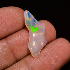Supreme Top Grade Quality 100% Natural Welo Fire White Ethiopian Opal Polished Rough Loose Gemstone For Making Jewelry 22X9X4MM 3 Cts KR0821 Sunkarton