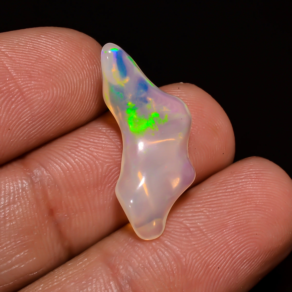 Supreme Top Grade Quality 100% Natural Welo Fire White Ethiopian Opal Polished Rough Loose Gemstone For Making Jewelry 22X9X4MM 3 Cts KR0821 Sunkarton