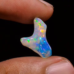 Wonderful Top Grade Quality 100% Natural Welo Fire White Ethiopian Opal Polished Rough Gemstone For Making Jewelry 16X10X5MM 2.5 Cts KR08-25 Sunkarton