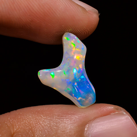 Wonderful Top Grade Quality 100% Natural Welo Fire White Ethiopian Opal Polished Rough Gemstone For Making Jewelry 16X10X5MM 2.5 Cts KR08-25 Sunkarton