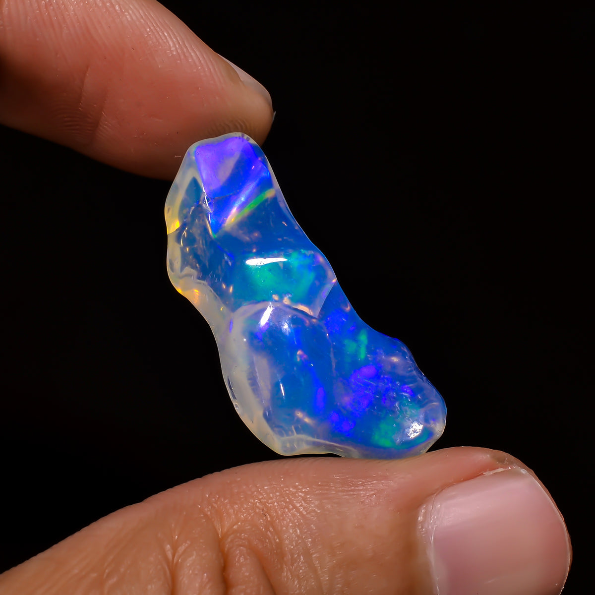 Attractive Top Grade Quality 100% Natural Welo Fire White Ethiopian Opal Polished Rough Gemstone For Making Jewelry 29X10X9 MM 13 Cts KR08-2 Sunkarton