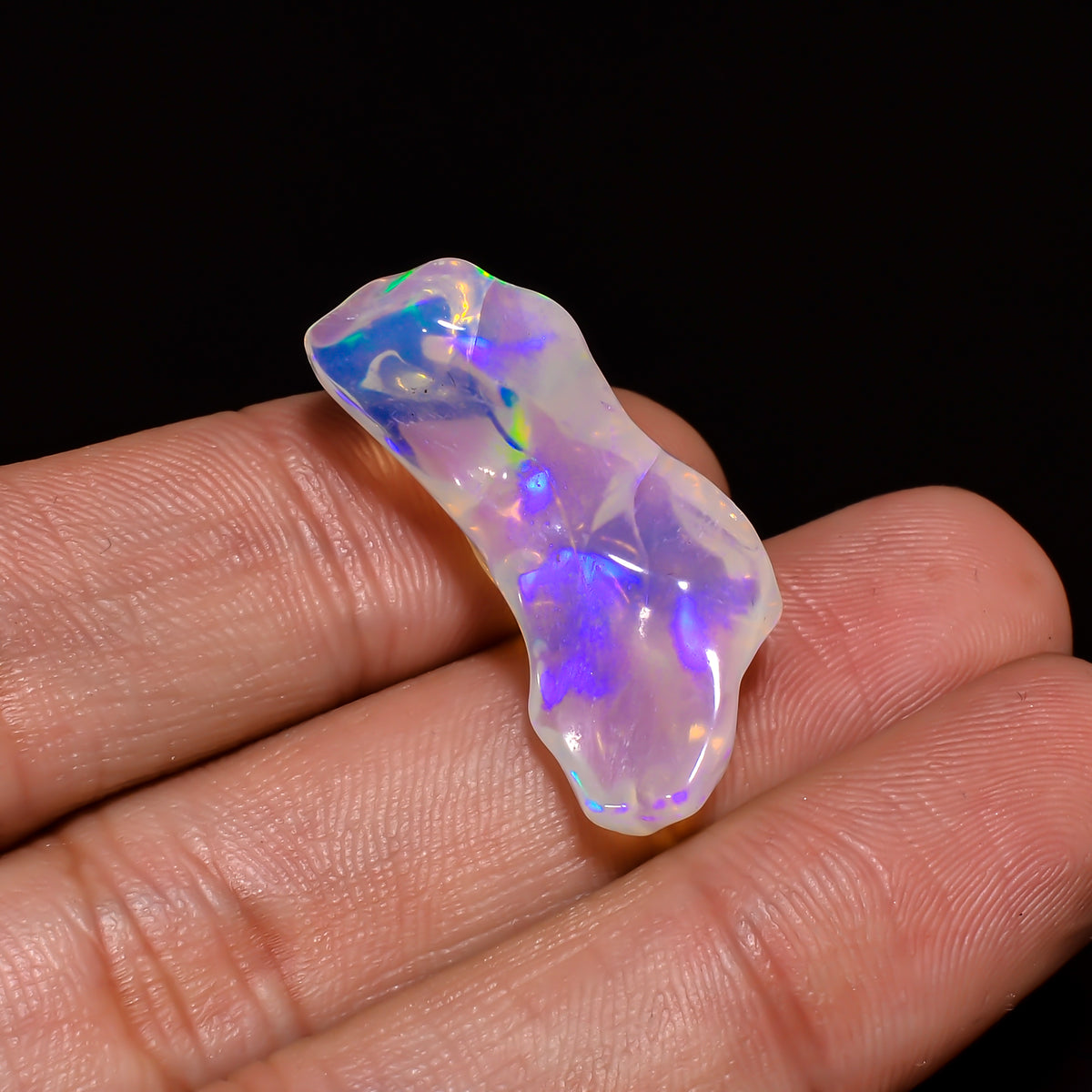 Attractive Top Grade Quality 100% Natural Welo Fire White Ethiopian Opal Polished Rough Gemstone For Making Jewelry 29X10X9 MM 13 Cts KR08-2 Sunkarton