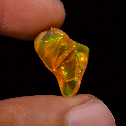 Excellent Top Grade Quality 100% Natural Welo Fire Brown Ethiopian Opal Polished Rough Gemstone For Making Jewelry 15X10X5 MM 4 Cts. KR08-32 Sunkarton