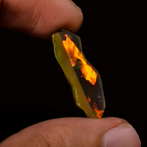 Incredible Top Grade Quality 100% Natural Welo Fire Brown Ethiopian Opal Polished Rough Gemstone For Making Jewelry 25X8X3 MM 3 Cts. KR08-39 Sunkarton