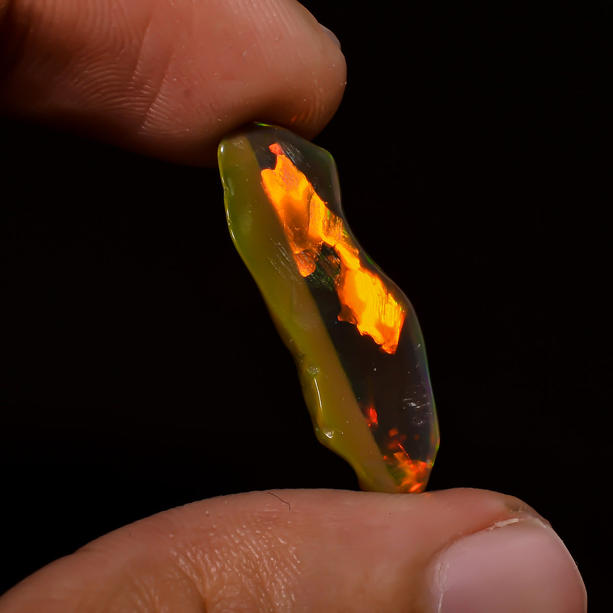 Incredible Top Grade Quality 100% Natural Welo Fire Brown Ethiopian Opal Polished Rough Gemstone For Making Jewelry 25X8X3 MM 3 Cts. KR08-39 Sunkarton