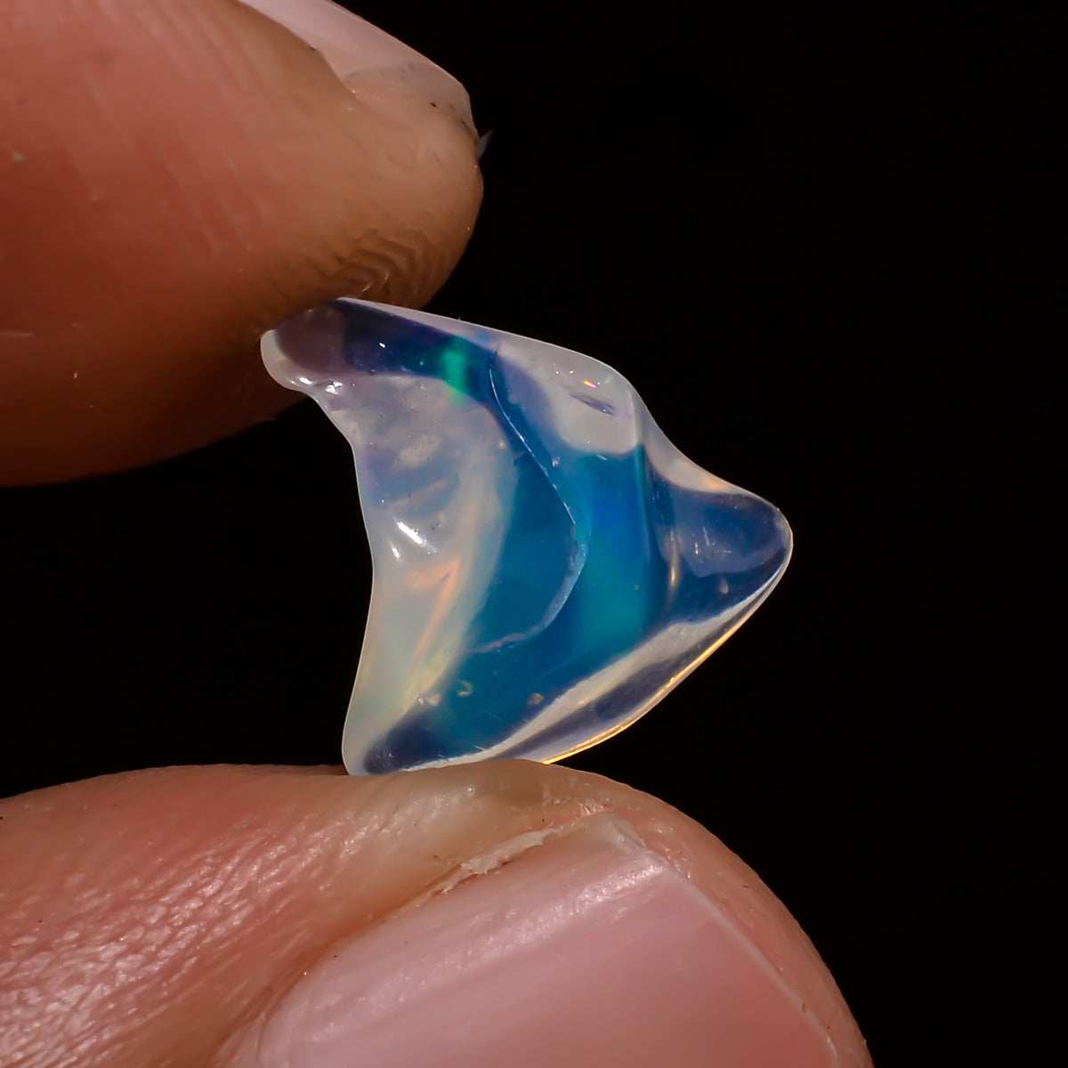Unique Top Grade Quality 100% Natural Welo Fire White Ethiopian Opal Polished Rough Loose Gemstone For Making Jewelry 11X8X4MM 1 Cts KR08-49 Sunkarton