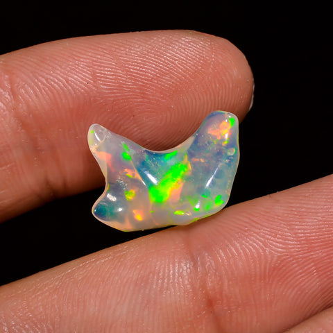 Beautiful Top Grade Quality 100% Natural Welo Fire White Ethiopian Opal Polished Rough Gemstone For Making Jewelry 17X13X6 MM 4 Cts. KR08-54 Sunkarton
