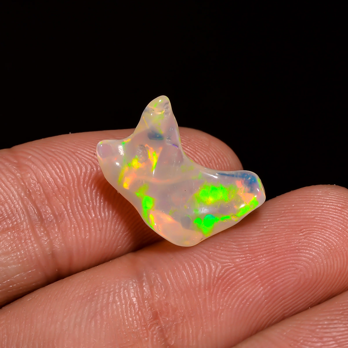 Beautiful Top Grade Quality 100% Natural Welo Fire White Ethiopian Opal Polished Rough Gemstone For Making Jewelry 17X13X6 MM 4 Cts. KR08-54 Sunkarton