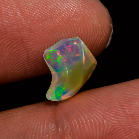 Excellent Top Grade Quality 100% Natural Welo Fire White Ethiopian Opal Polished Rough Gemstone For Making Jewelry 9X8X4 MM 1.5 Cts. KR08-57 Sunkarton