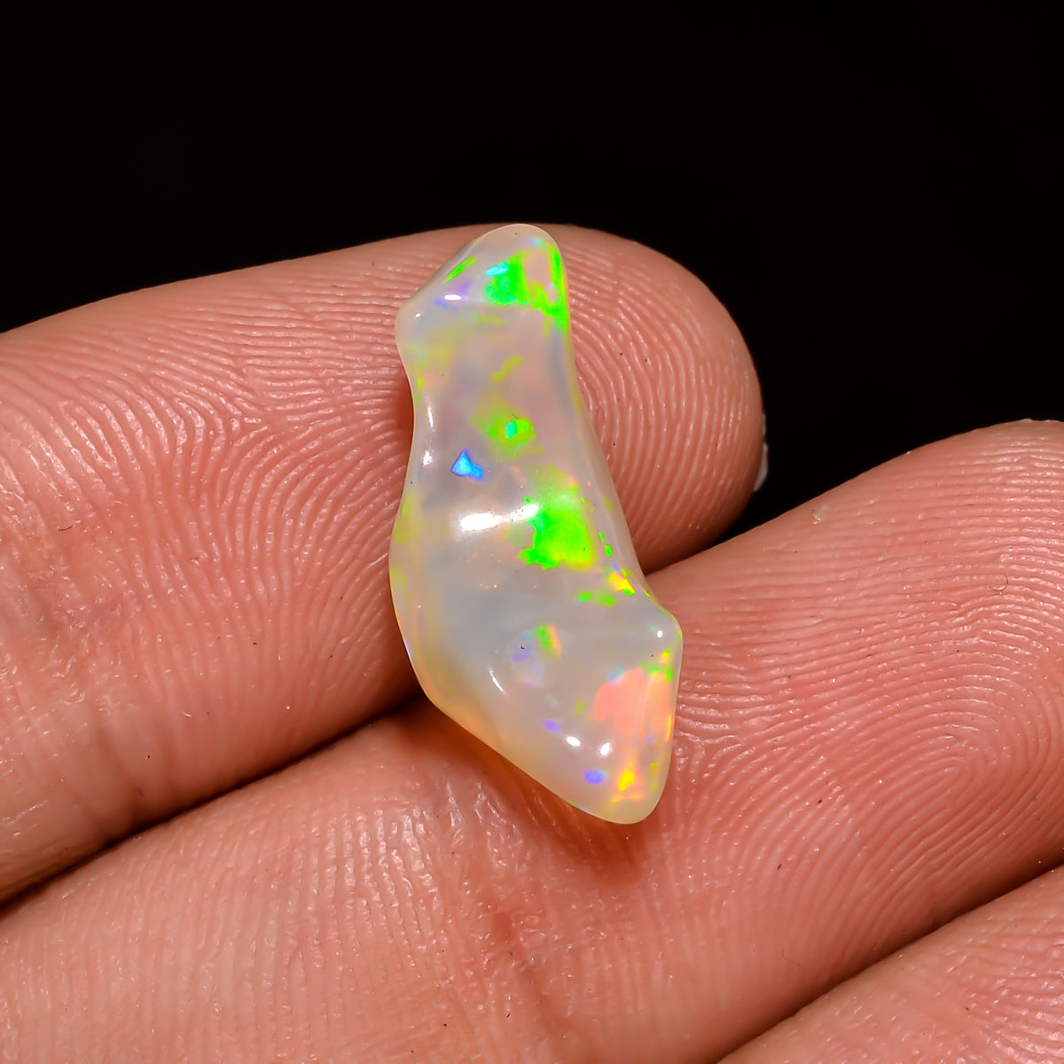 Elegant Top Grade Quality 100% Natural Welo Fire White Ethiopian Opal Polished Rough Loose Gemstone For Making Jewelry 18X7X6MM 3 Cts KR0859 Sunkarton