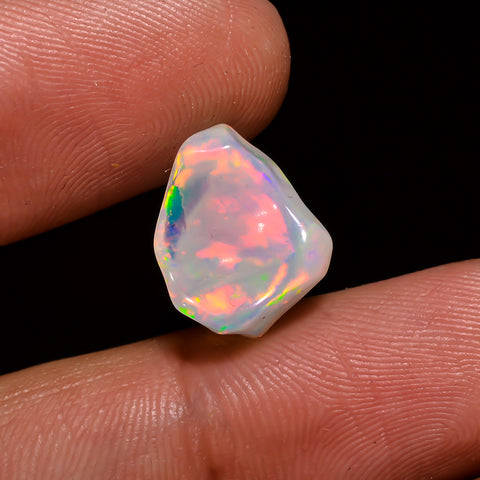 Gorgeous Top Grade Quality 100% Natural Welo Fire White Ethiopian Opal Polished Rough Gemstone For Making Jewelry 13X10X6 MM 3 Cts. KR08-62 Sunkarton