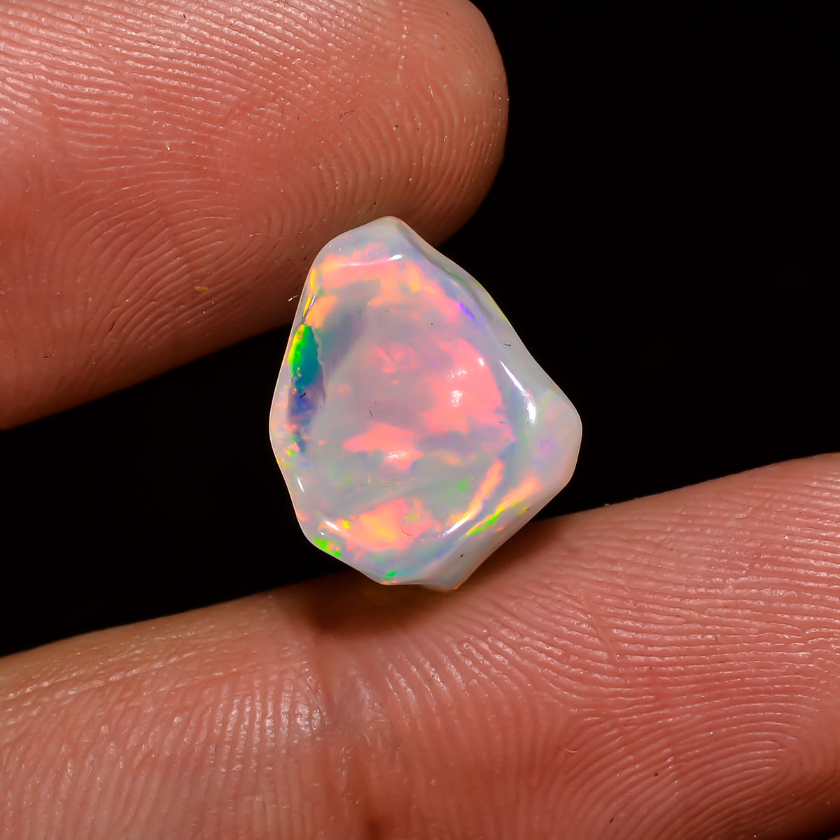 Gorgeous Top Grade Quality 100% Natural Welo Fire White Ethiopian Opal Polished Rough Gemstone For Making Jewelry 13X10X6 MM 3 Cts. KR08-62 Sunkarton