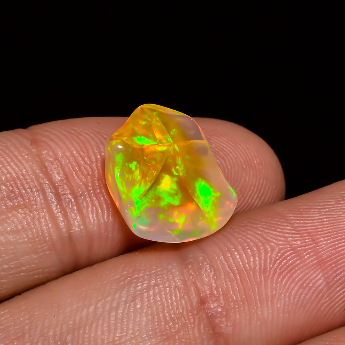 Dazzling Top Grade Quality 100% Natural Welo Fire Brown Ethiopian Opal Polished Rough Gemstone For Making Jewelry 13X10X7 MM 4 Cts. KR08-6 Sunkarton