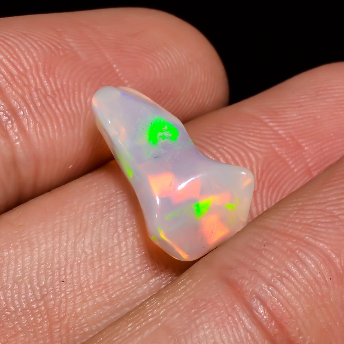 Excellent Top Grade Quality 100% Natural Welo Fire White Ethiopian Opal Polished Rough Gemstone For Making Jewelry 14X8X6 MM 3 Cts. KR08-7 Sunkarton