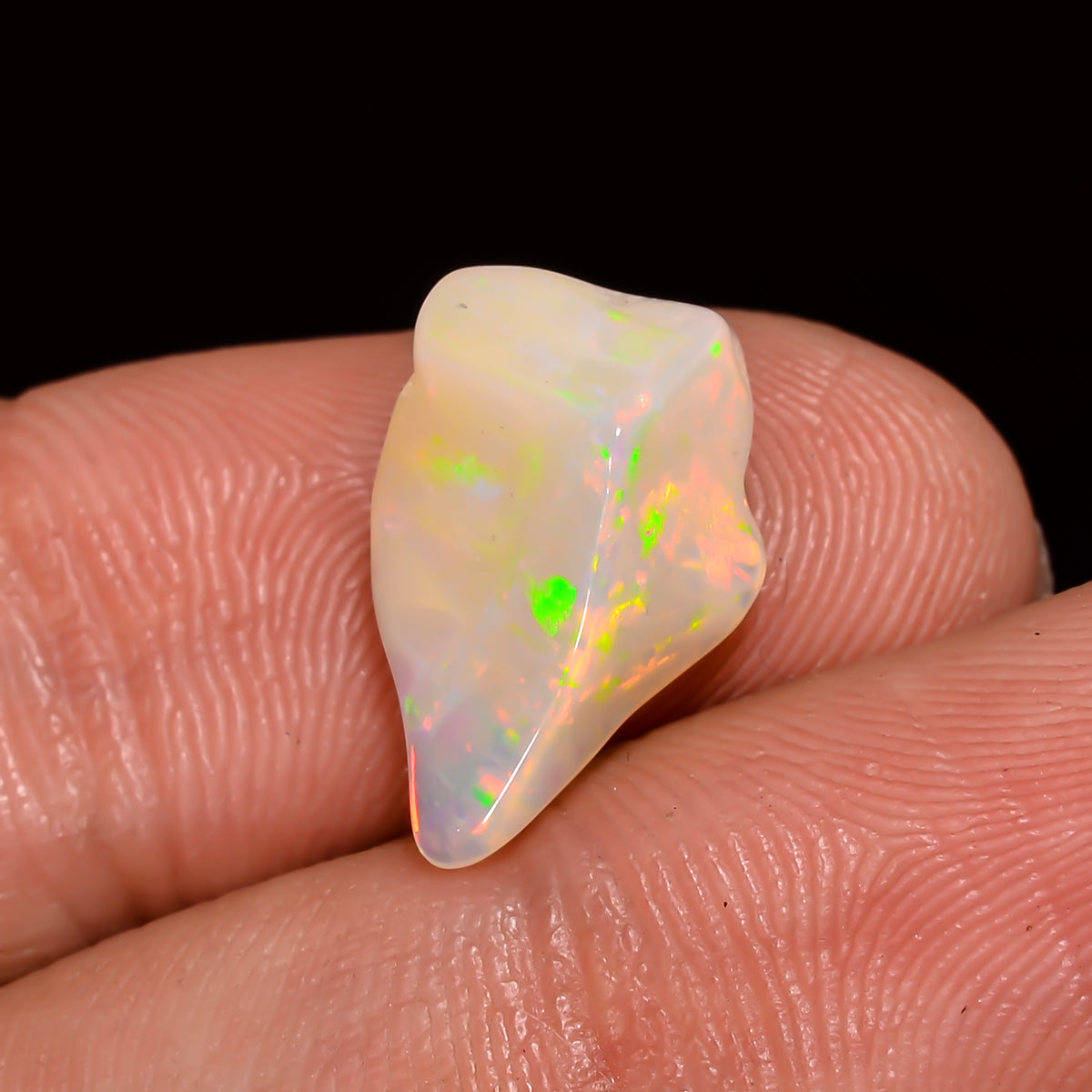 Classic Top Grade Quality 100% Natural Welo Fire White Ethiopian Opal Polished Rough Loose Gemstone For Making Jewelry 14X8X6MM 3 Cts KR0880 Sunkarton